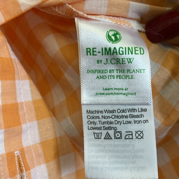 J.Crew Orange Gingham Shirt Size XL NWOT - Picture 9 of 10